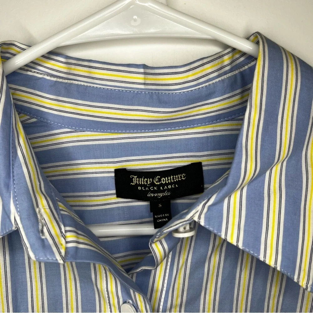Juicy Couture Black Label Dress Size‎ Small Blue Yellow White Stripe Cotton